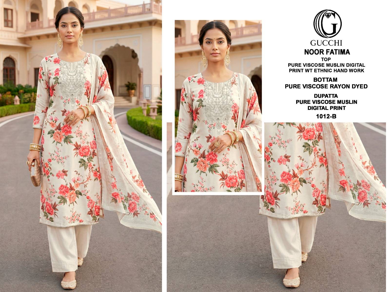 NOOR FATIMA VOL1012 BY GUCCHI Stylish Beautiful Colourful ROMAN SILK PRINT Dresses At Wholesale Price